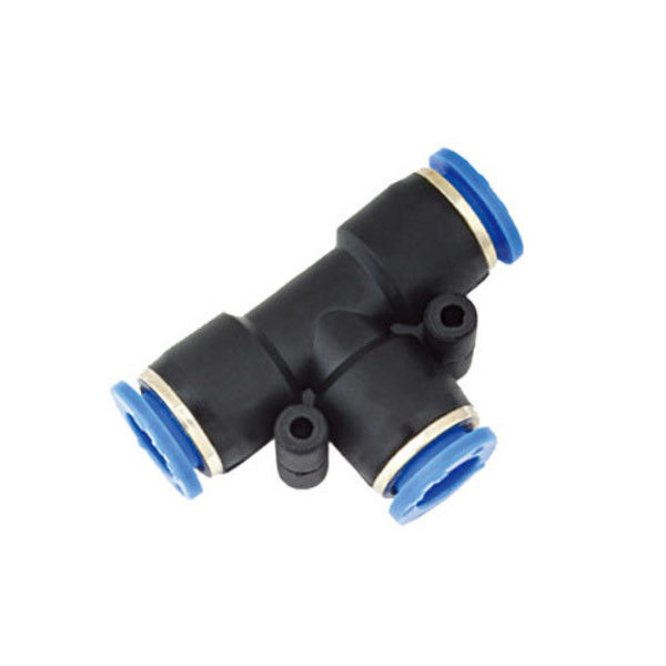 PE Equal Tee Plastic Air Fitting Pressure 1.5Mpa tube Dia up to 16mm