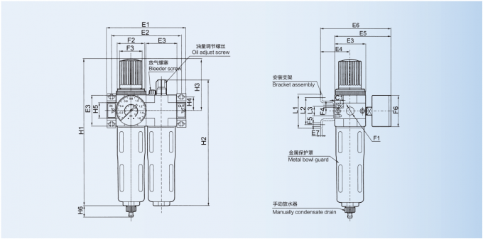 XOU Festo Compressor Air Regulator , Pneumatic Filter Regulator With
