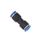 PU Two Way Straight Equal Socket Pneumatic Tube Fitting Black Colour