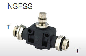 Quality  Plastic Body Pneumatic Tube Fittings NSFSS Knob Throttle Valve Two Thread Sides Straight factory