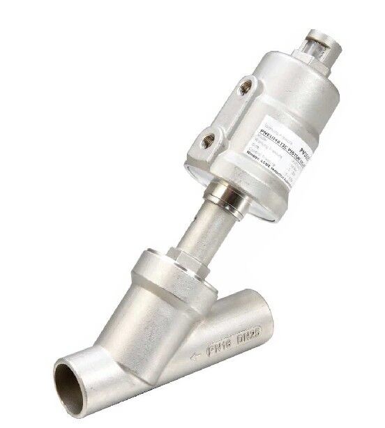 PV300 2 / 2 Way Pneumatic Angle Seat Valve High Flow Rate With Weld End