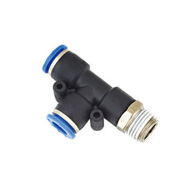 Black colour Branch Tee push - in Male connector Side Thread Tube Fittings