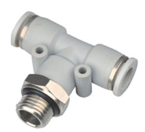 PB - G Branch Tee two Touches connector G thread with O ring Tube Fittings Gray Colour