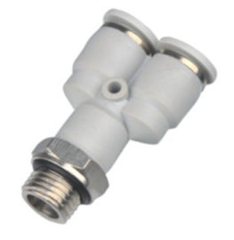 Y Type Male Push - in G thread brass nickel plated connector , tube fitting