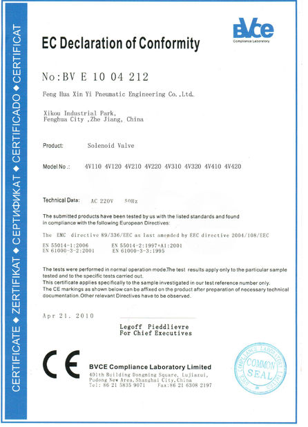 China Prius pneumatic Company certification